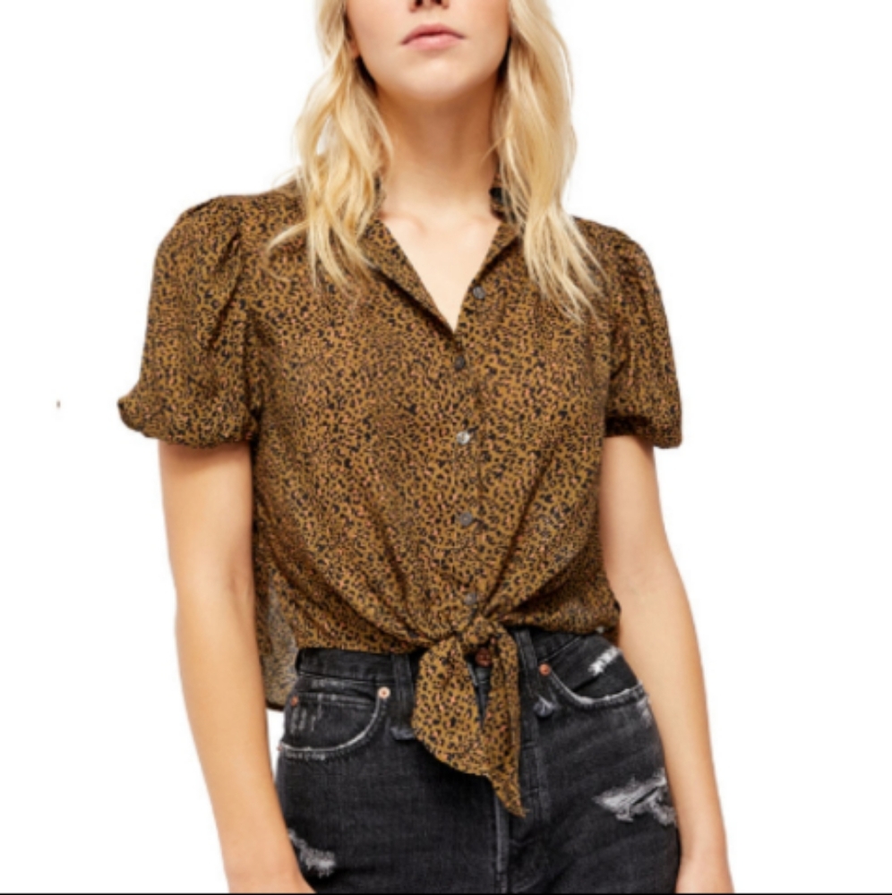 Free people leopard print shirt